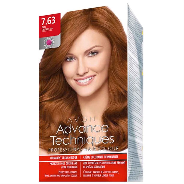 Avon Permanent Hair Dye - Dark Chestnut Red 7.63 - 7.63 Dark Chestnut Red